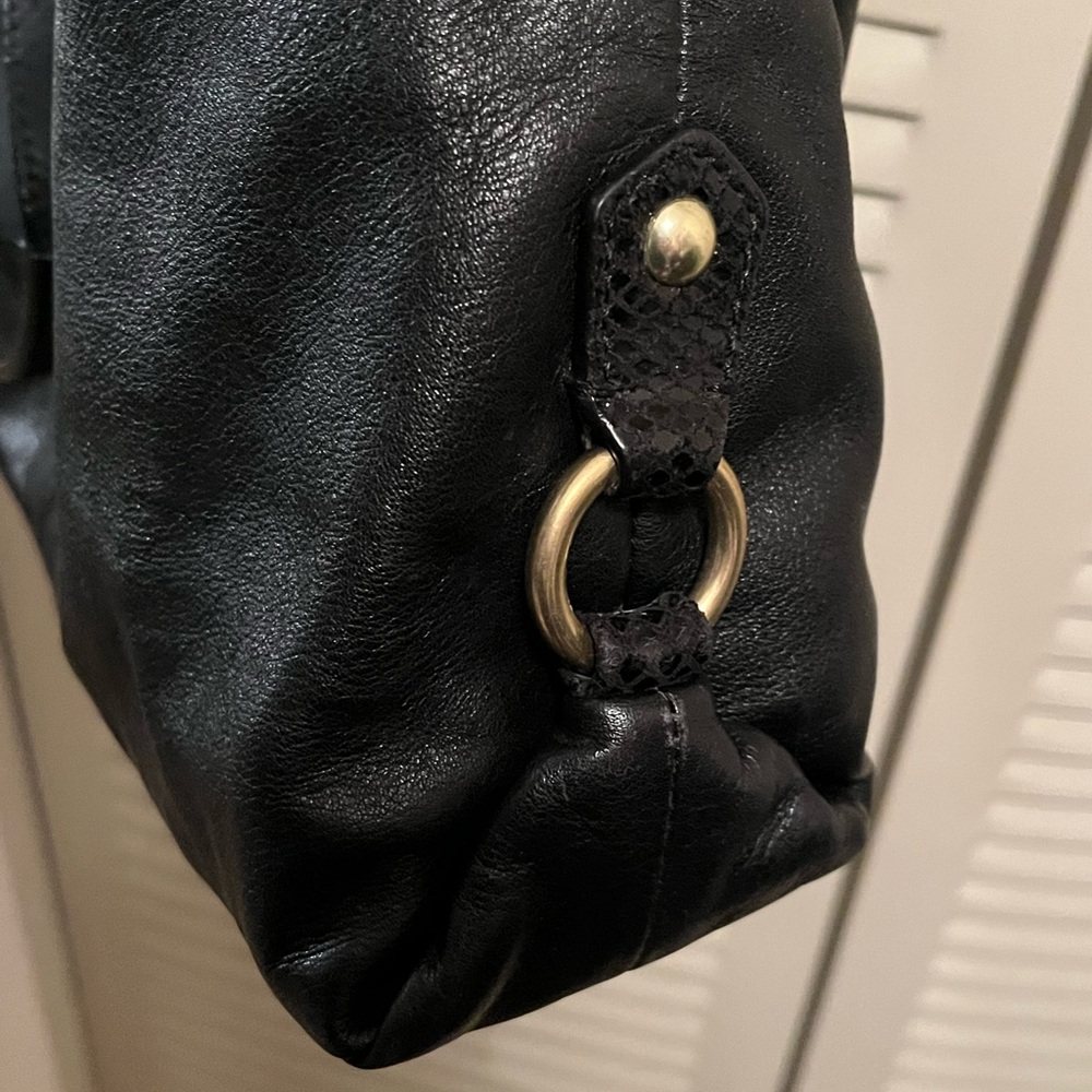 EUC Coach Ashley Python Embossed Detail Black Lea… - image 14